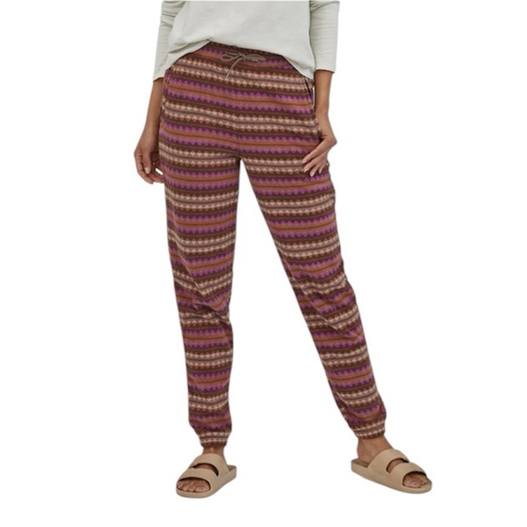 Patagonia is Women’s Diamond Stripe Sisou Brown Micro D Jogger Size XS - Picture 1 of 10
